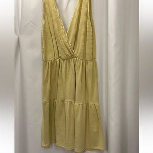CAUTION TO THE WIND • size L • ruched detail • yellow dress • gently loved • $11